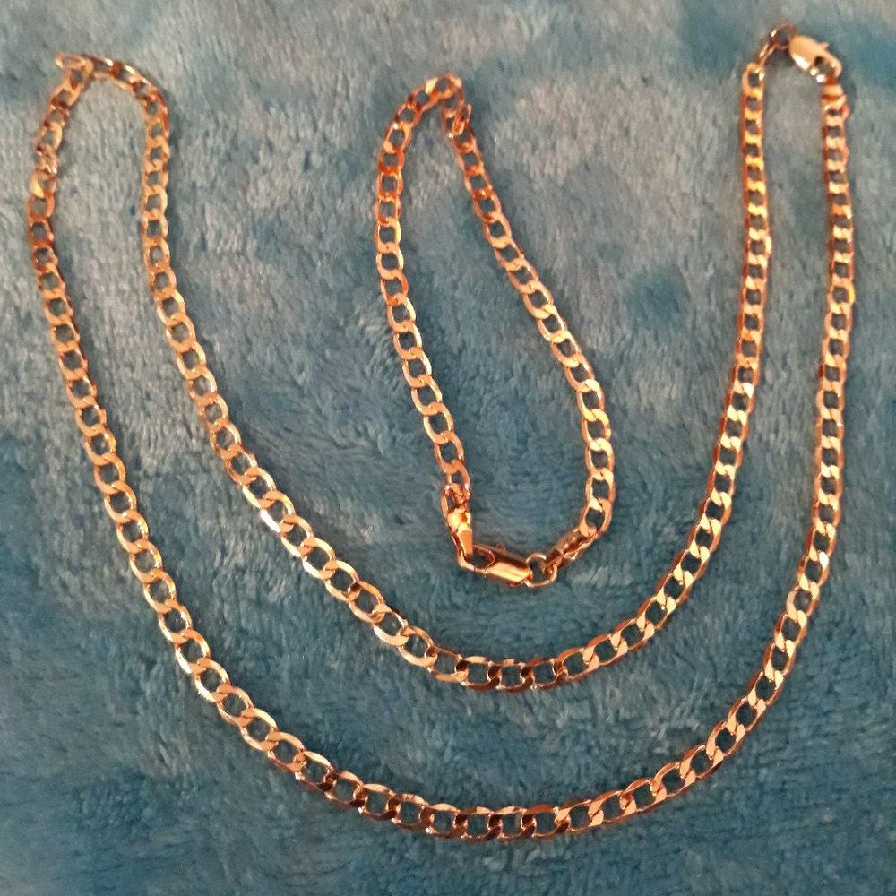 14kt Gold Plated Cuben Style Necklace & Bracelet